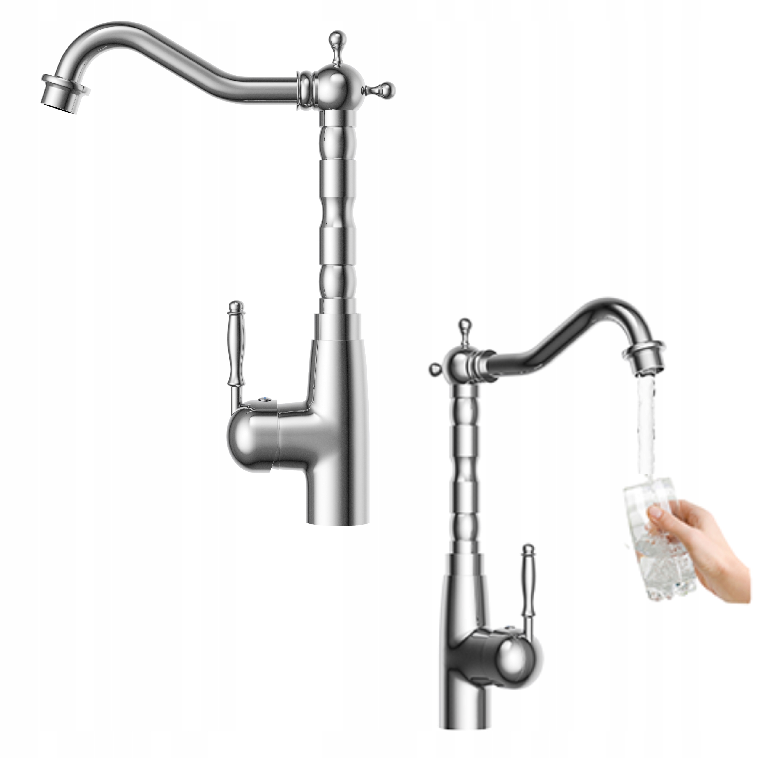 Kuchynská batéria retro chróm pre jednopákový drez stojanková