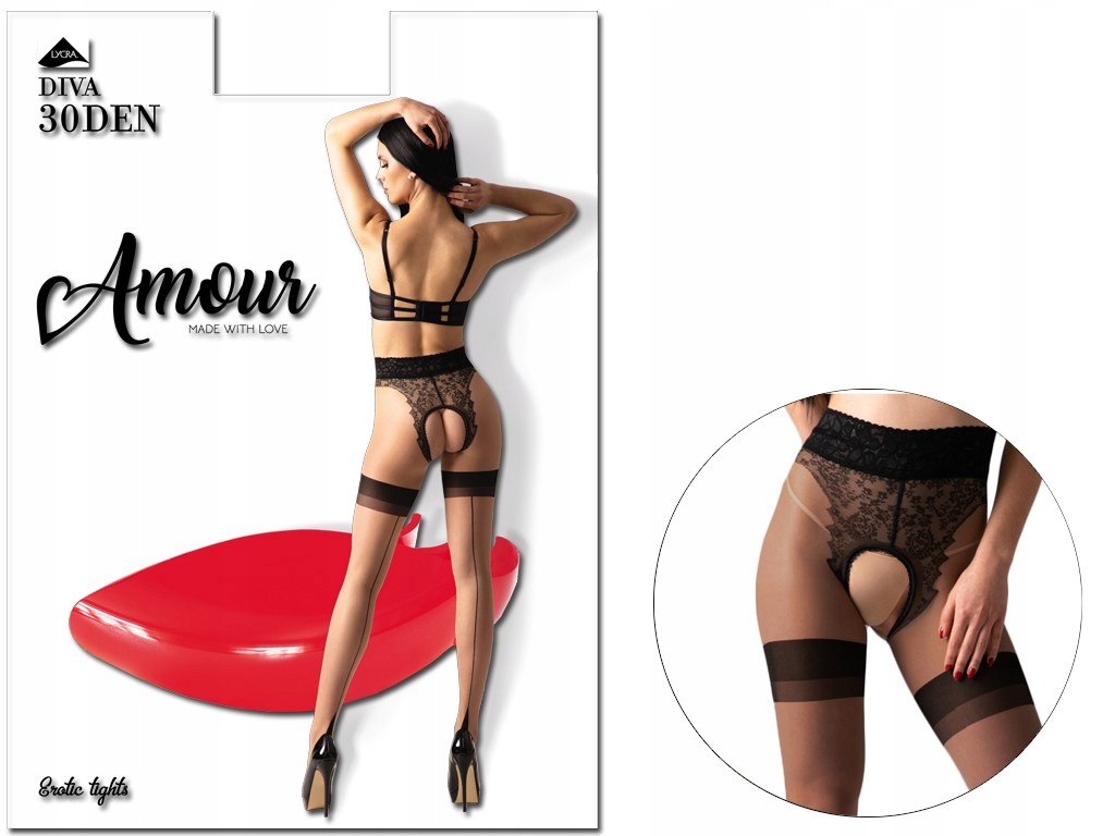 

Opalone rajstopy z dziurą w kroku jak pończochy ko