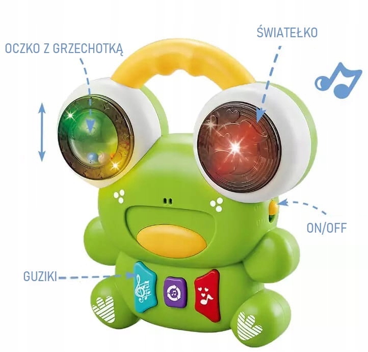 PIANINKO INTERAKTYWNE ŻABKA ŚWIATŁO DŹWIĘK MELODIE Język angielski