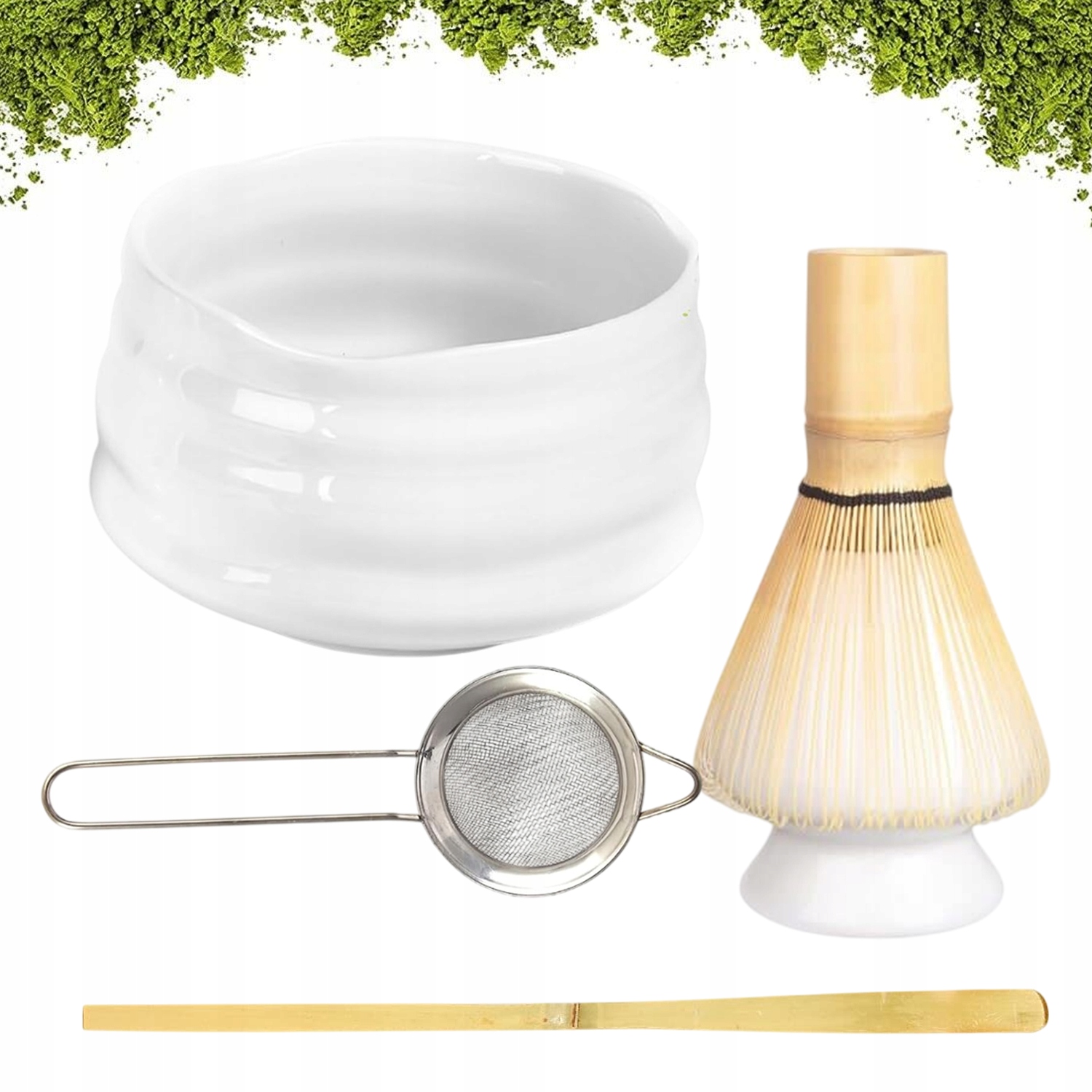 Levně Sada Pro Mixér Matcha Miska Stojan Na Síto Pro Matchu A Lžíce
