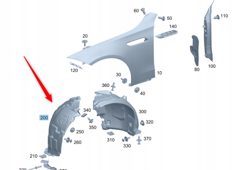 NADKOLE PRZÓD LEWE MERCEDES C KLASA W206 PRZEDNIE