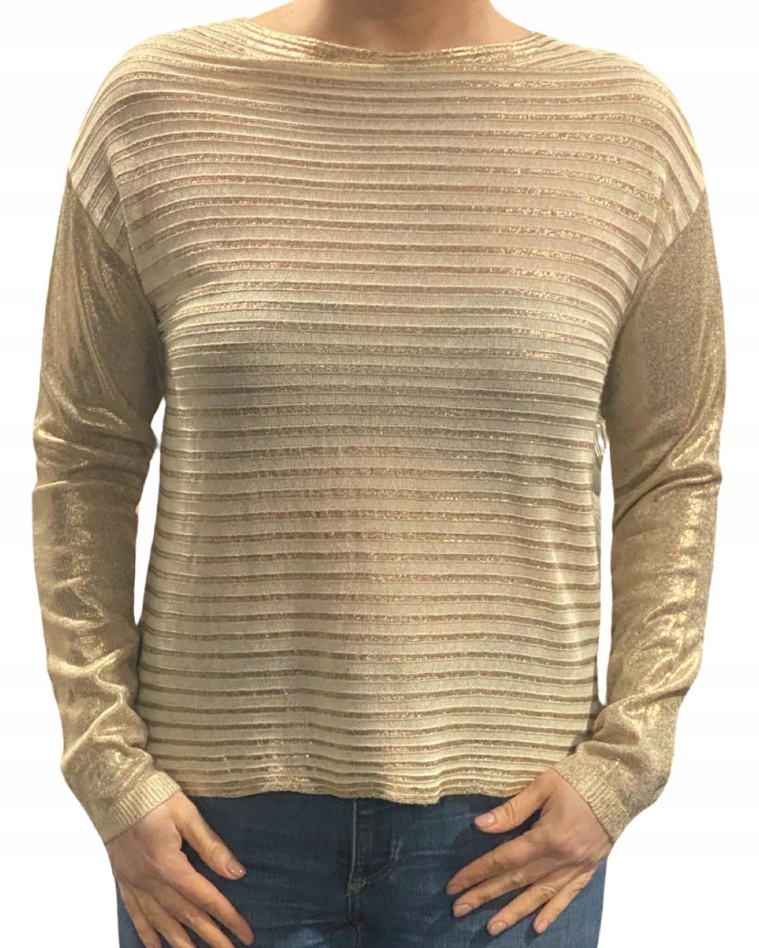 VG LUKSUS SWETER RINASCIMENTO WŁOSKI MADE IN ITALY ZŁOTY M/L 38 40 Marka Rinascimento