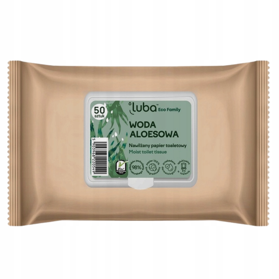 Nawilżany Papier Toaletowy Woda Aloesowa LUBA 98% Naturalny Skład x20 EAN (GTIN) 5903968220549