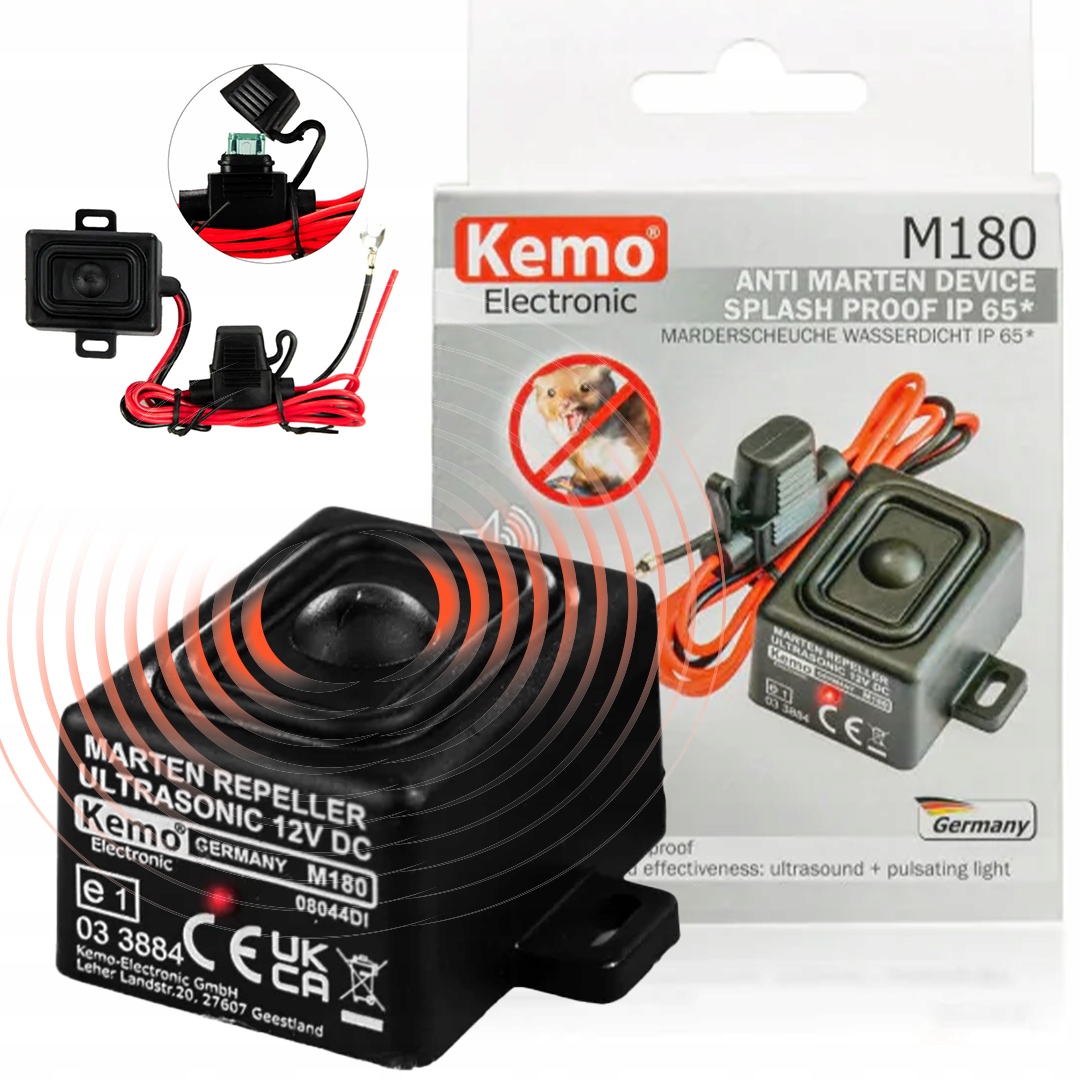 Kemo M180 odstraszacz kun 12V IP65 Wodoodporny ultradźwięki niemiecki