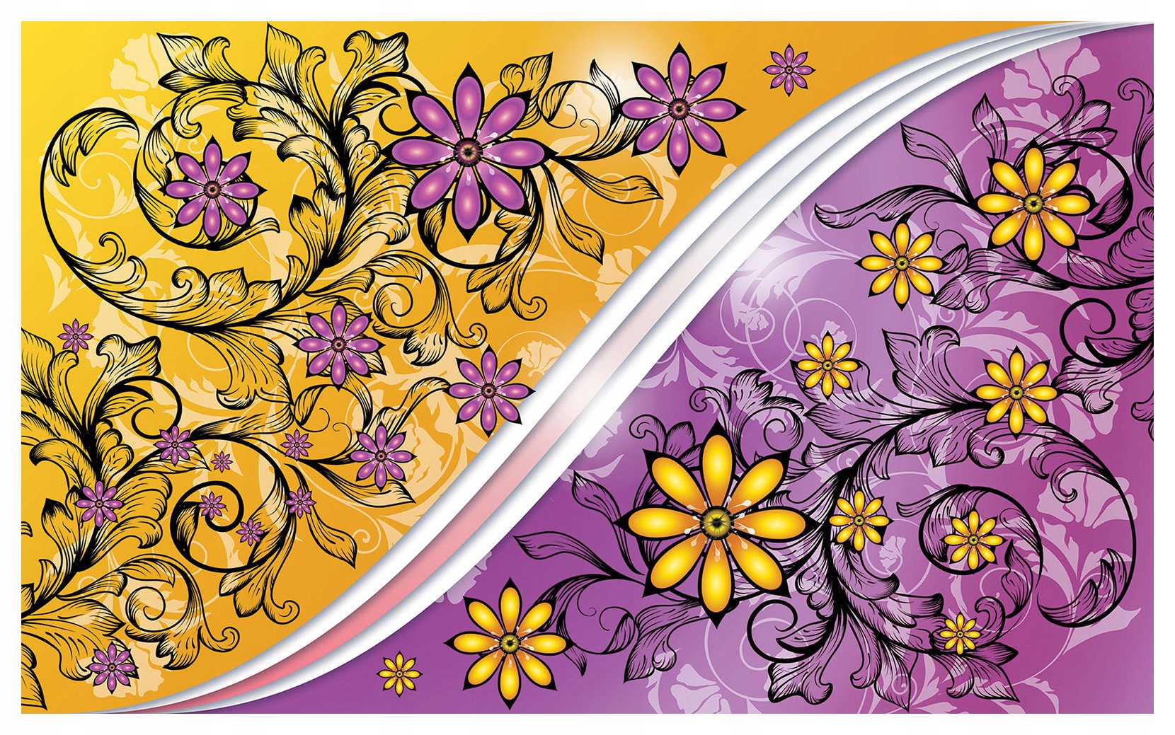 Vliesová fototapeta Fialovo-žlté kvety symetria flóra 300x210 lepidlo