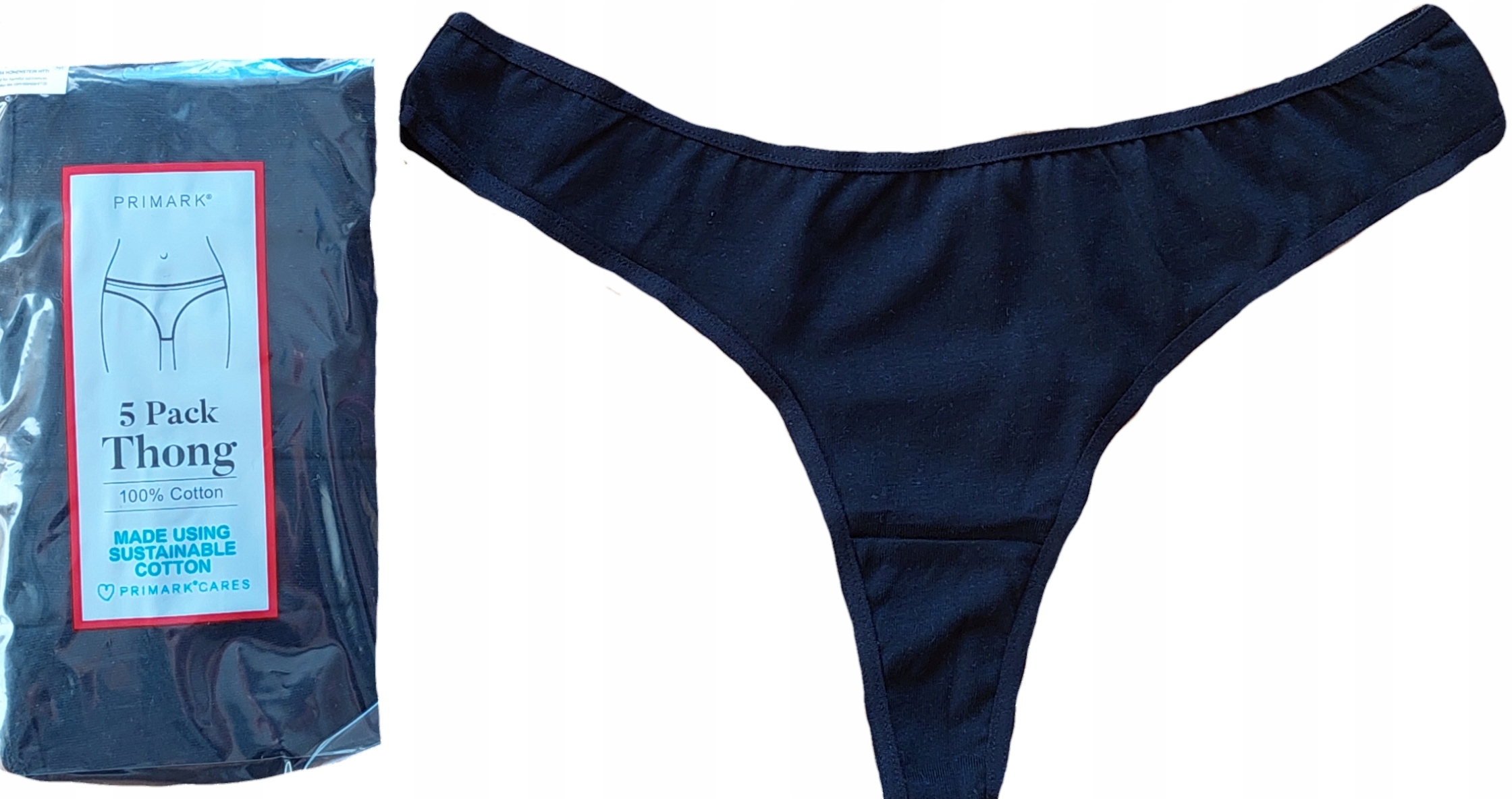 PRIMARK bugyi TANGA THONG 5 db-os csomag FEKETE 34 36 XS Márka Primark