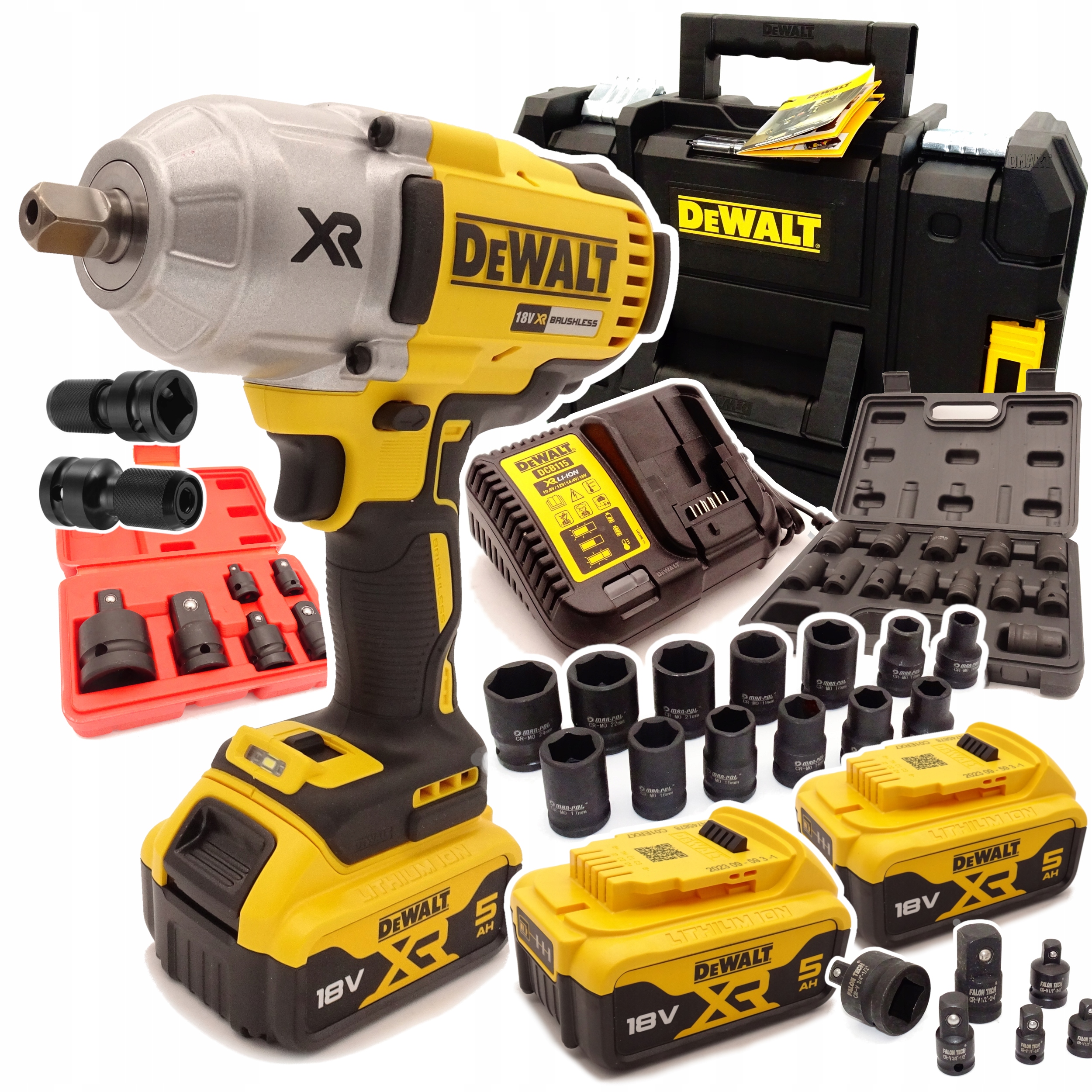 DEWALT UDAROWY KLUCZ DCF899P2 18V 2x5Ah 1625Nm Mocny + Nasadki i redukcje