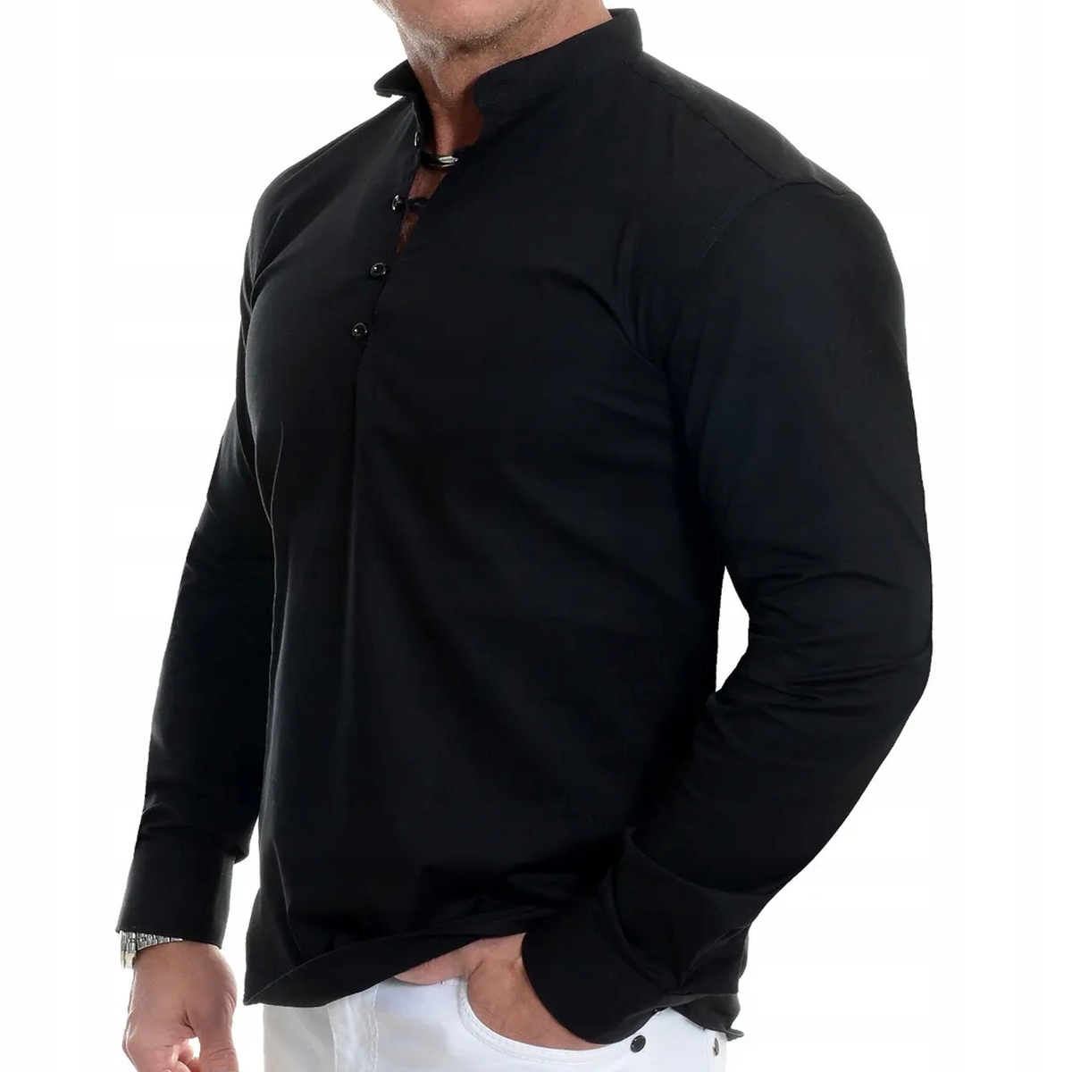 Pánská košile Elegantní stojáček Svatba Svaté Přijímání Casual bavlněná