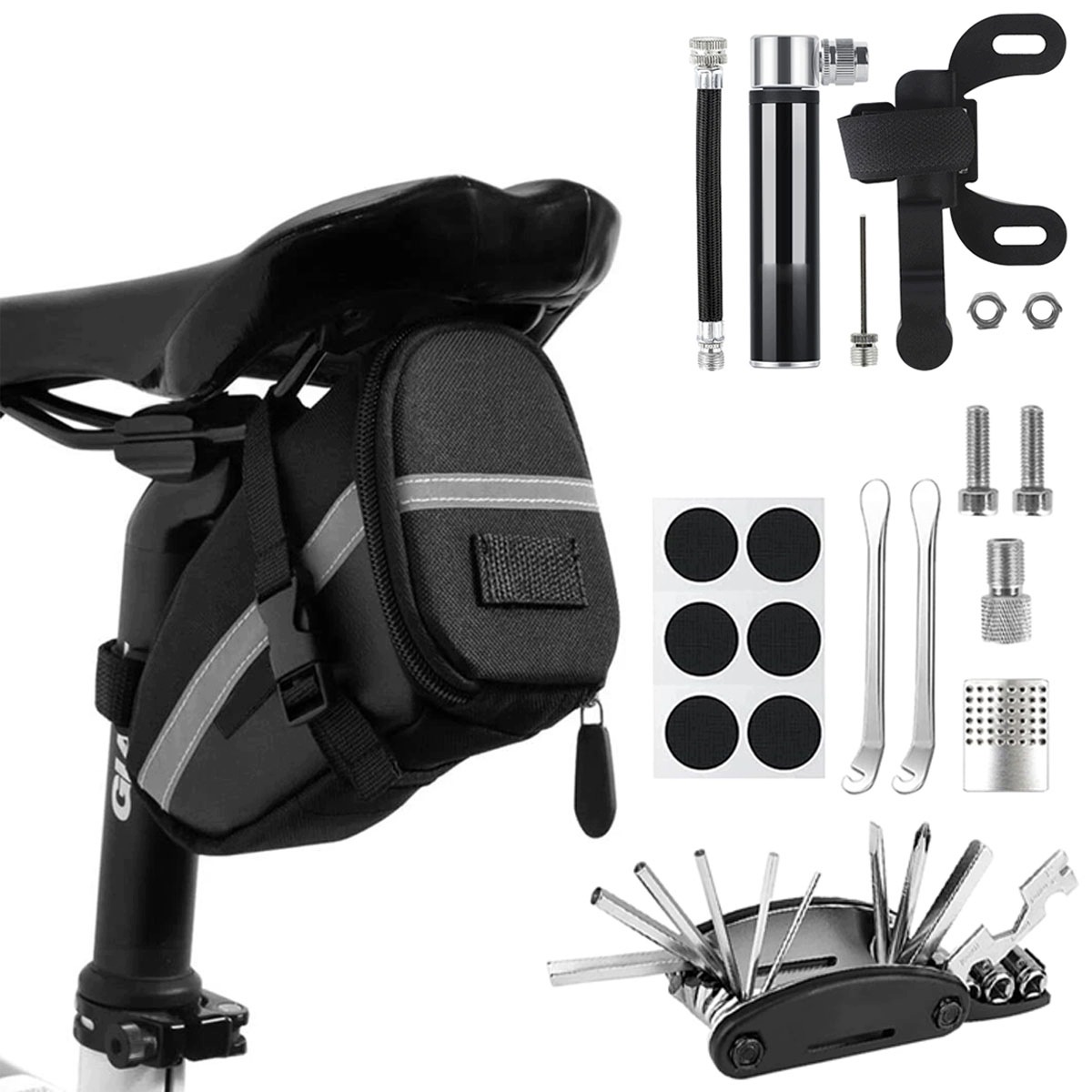 Zestaw Narzędzi Rowerowych 16 w 1 mini pompka 120 Psi
