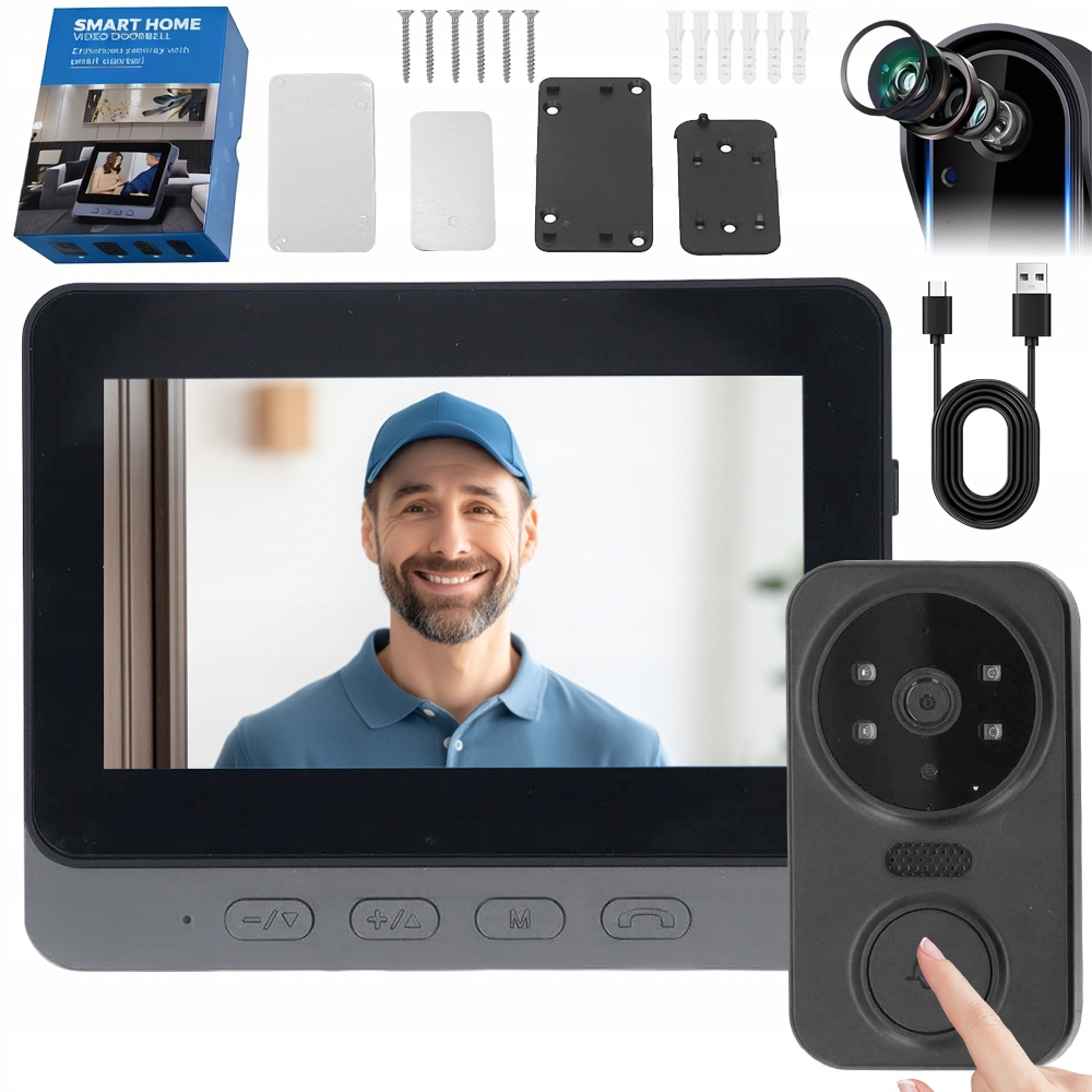 Sada Videotelefonů Do Dveří S Kamerou 480P 256GB Interkom Videotelefon