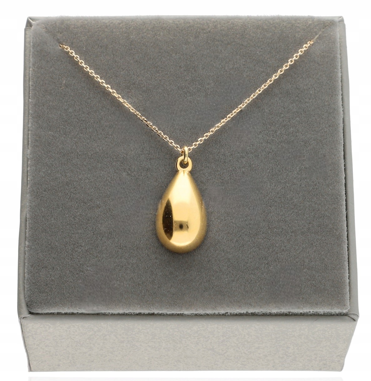 Zlatý elegantní náhrdelník s hladkou slzou a řetízek, sopelová slza 925