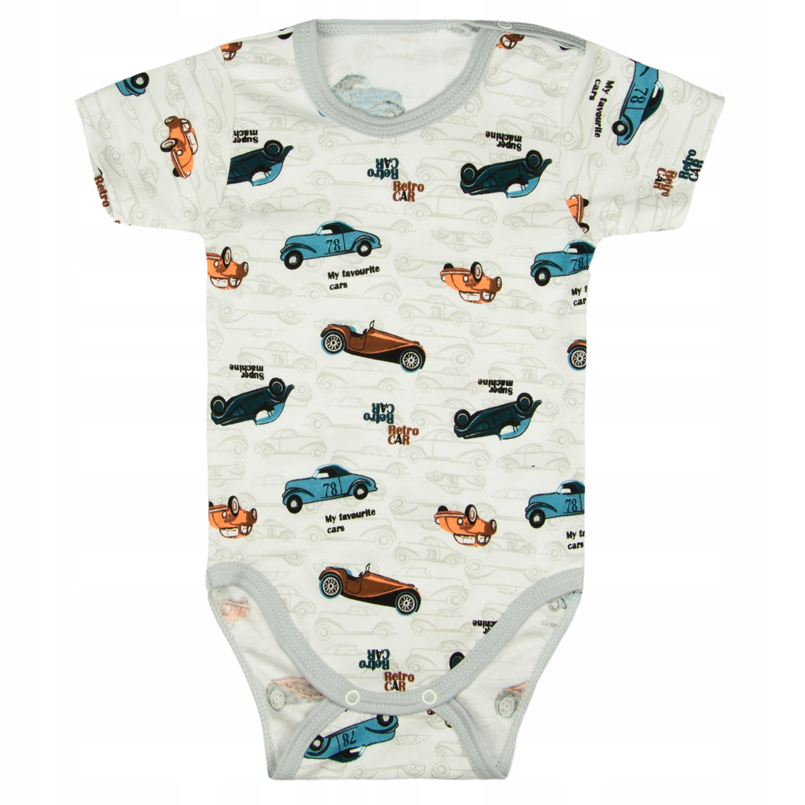 

Body Krótki Rękaw retro car 68 chłopiec Bawełniane