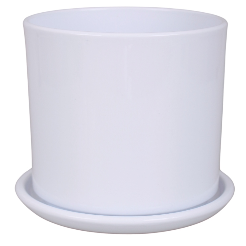 CERAMICZNA DONICZKA Z PODSTAWKĄ 17cm BIAŁA