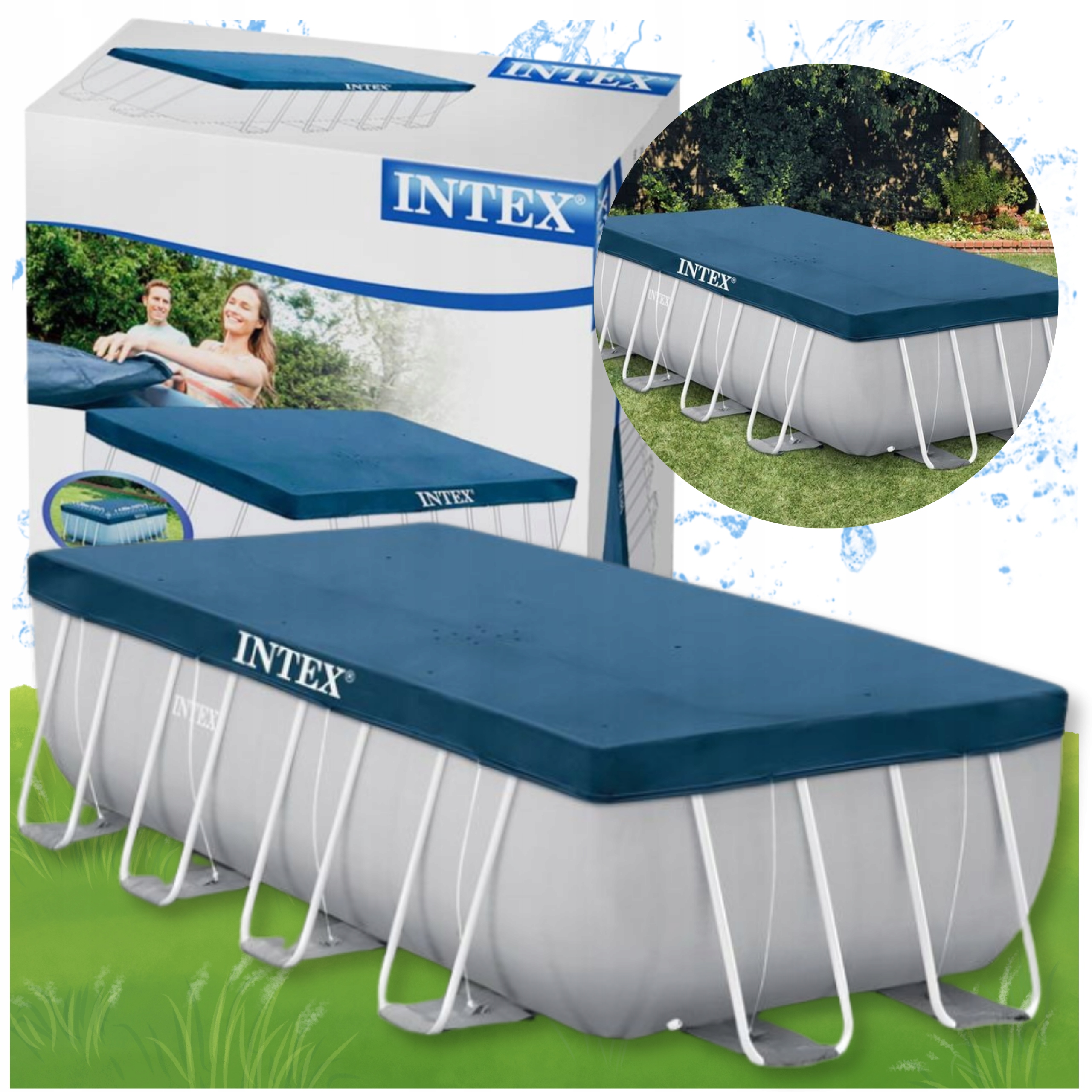 Pokrywa Na Basen 400x200 Stelażowy Prostokątny Intex Plandeka Osłona Mata