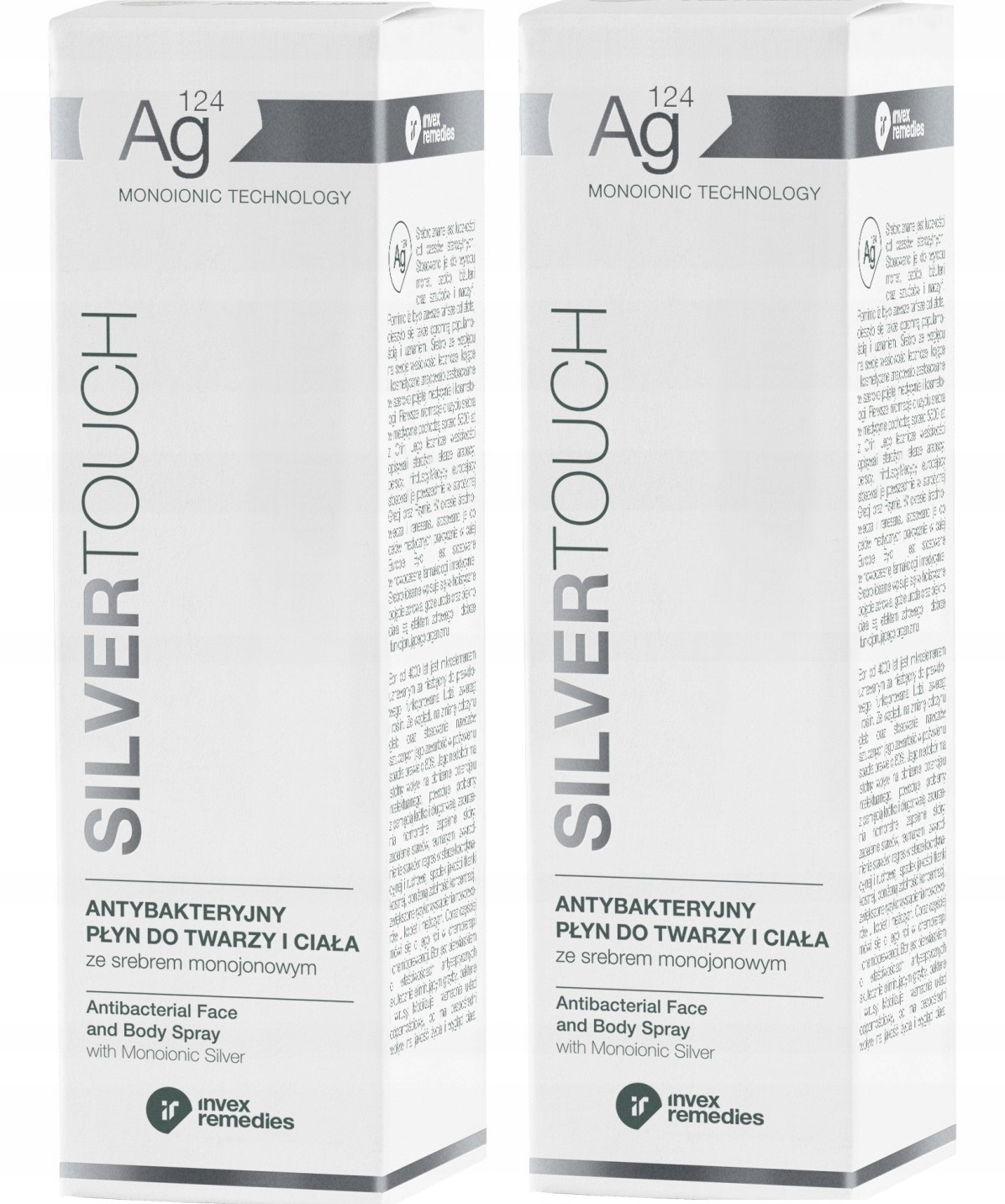 Silver Touch płyn do twarzy i ciała 200ml ze srebrem mono Invex x2 Zestaw