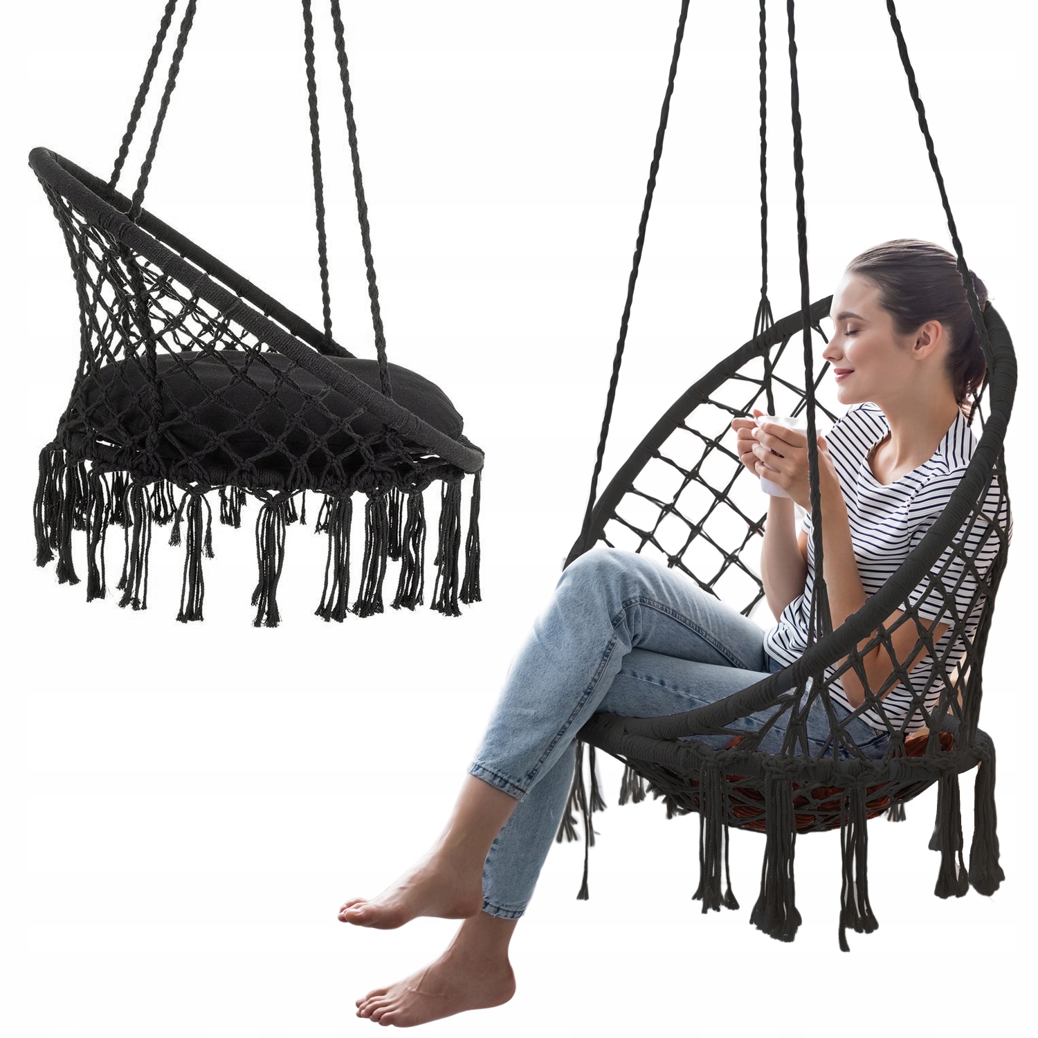 Huśtawka Ogrodowa Fotel Wiszący Ogrodowy Bocianie Gniazdo Boho XXL Outtec