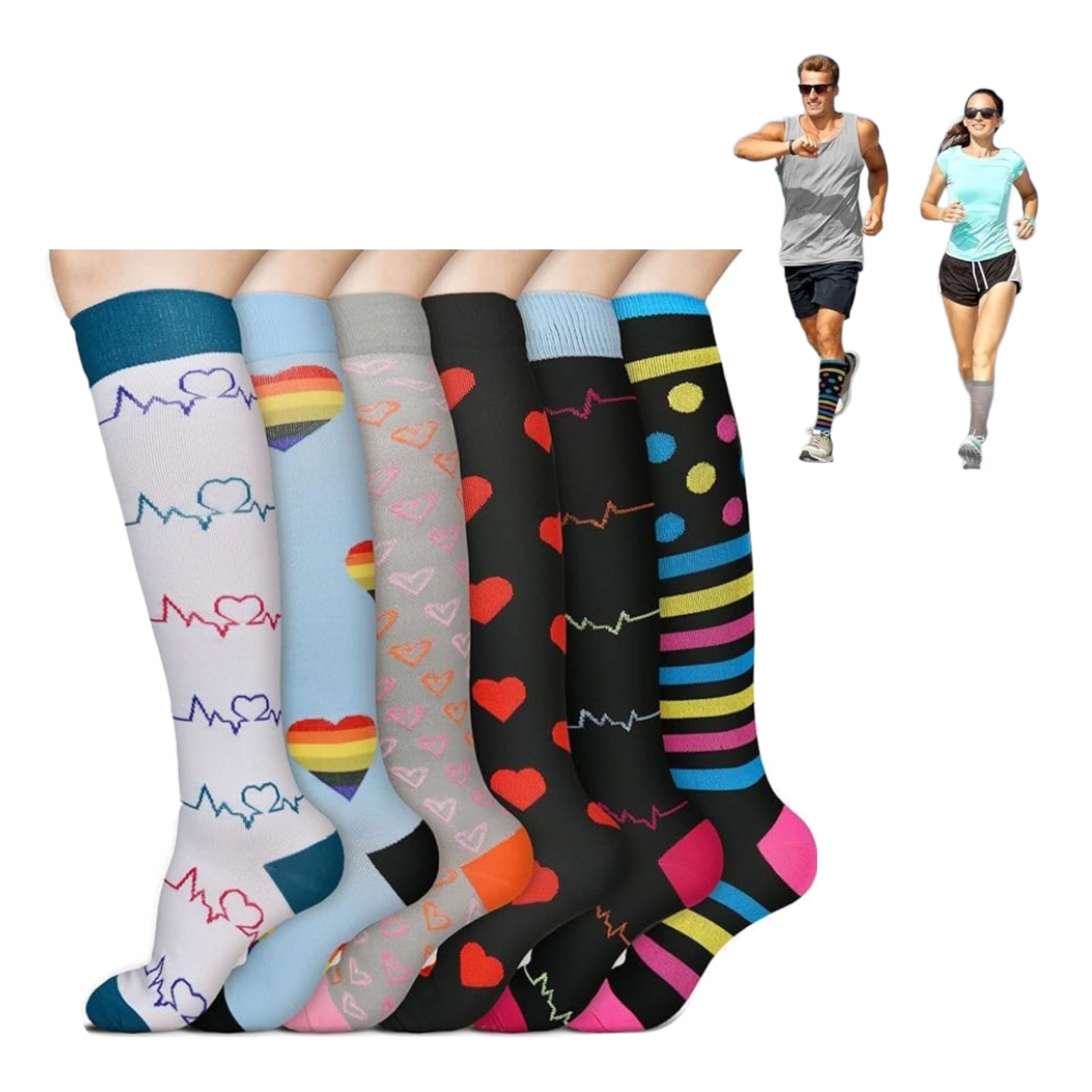 Skarpety Uciskowe Kompresyjne Sportowe Podrozne Dlugie L XL Uni Komfort