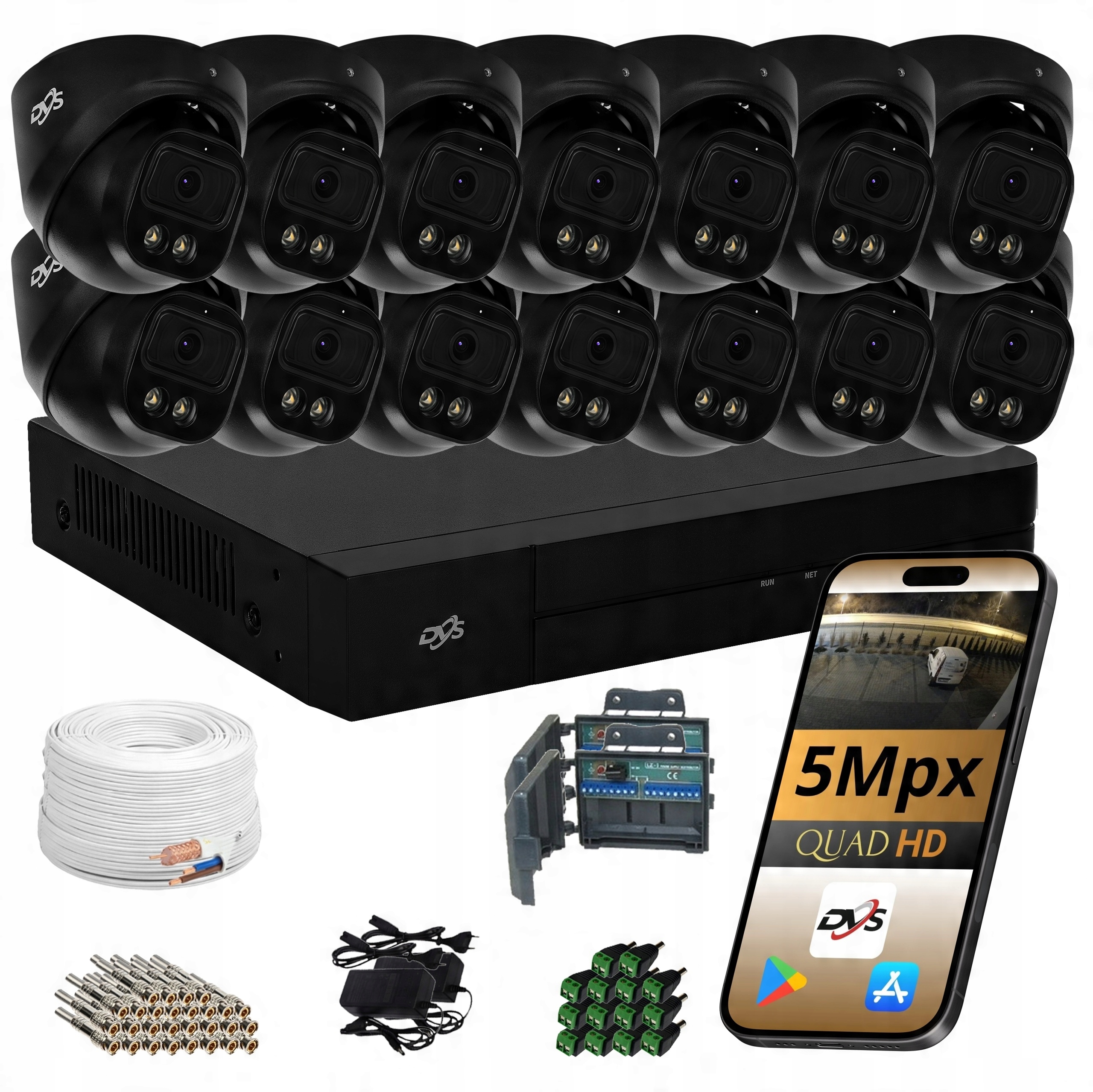 Sada 14 Kamer Černá Venkovní Analogová Kamera Dvs Pro 5Mpx Monitorování