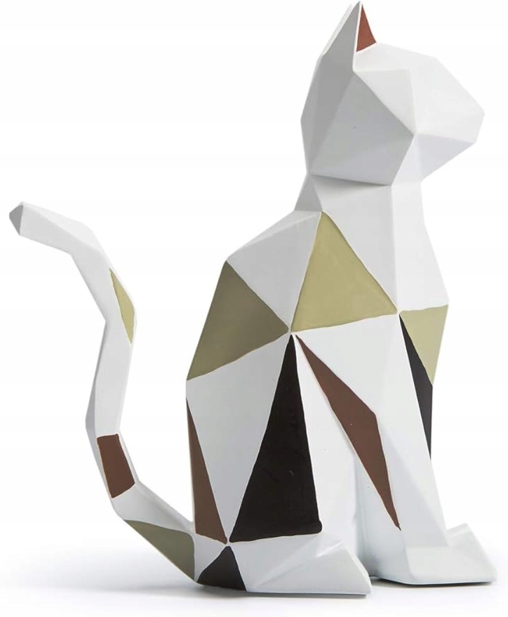 Geometrická Figurka Kočky Bílá Dekorace Pryskyřice 18,5 cm Dárek Na Svatba