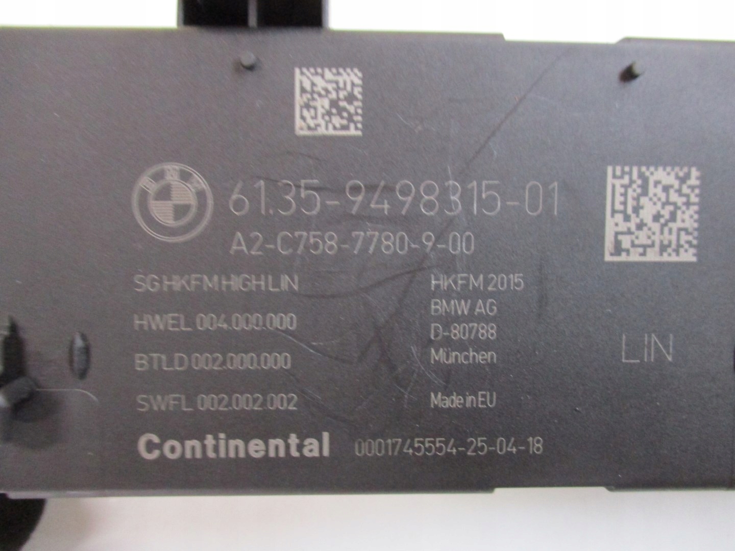 module control unit bonnet BMW X5 G05 9498315