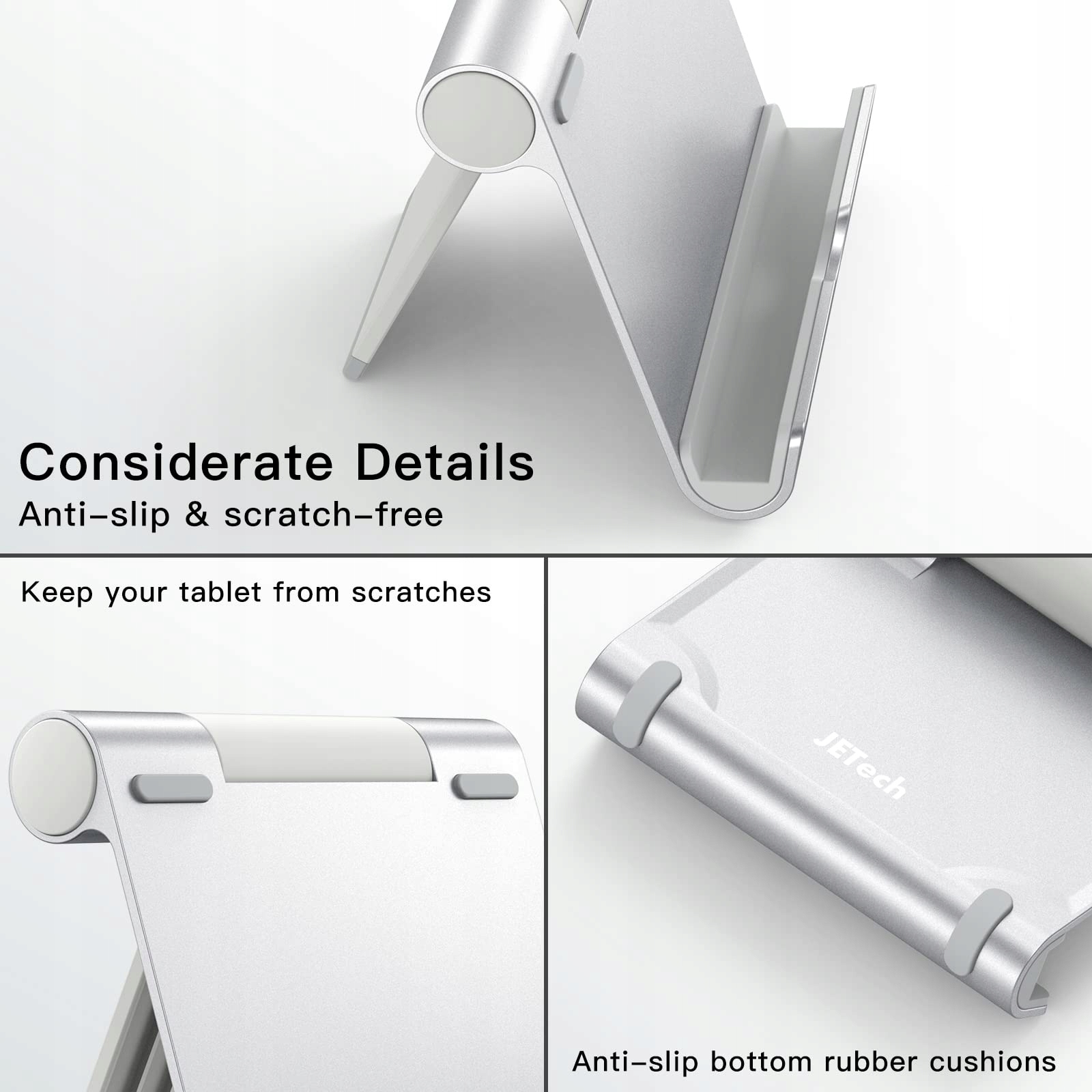 JETech Regulowany Stojak Na Tablet iPad Galaxy Tab Srebrny — miniatura 6