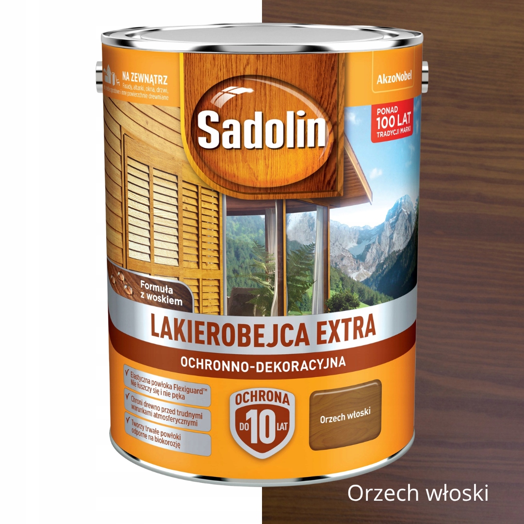 Sadolin Extra Lakierobejca Ochronno-dekoracyjna Do Drewna 5L Orzech Włoski