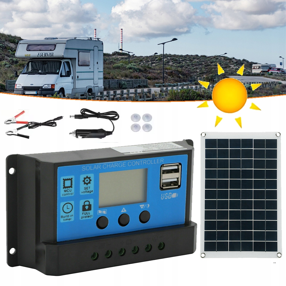 Sada Pro Nabíjení Solárních Panelů Do Auta, Motocyklu, Přívěsu