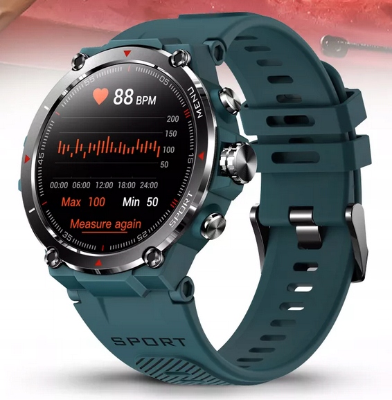 Smartwatch sportowy SAYBERG ekran AMOLED GPS PL Kształt koperty okrągła