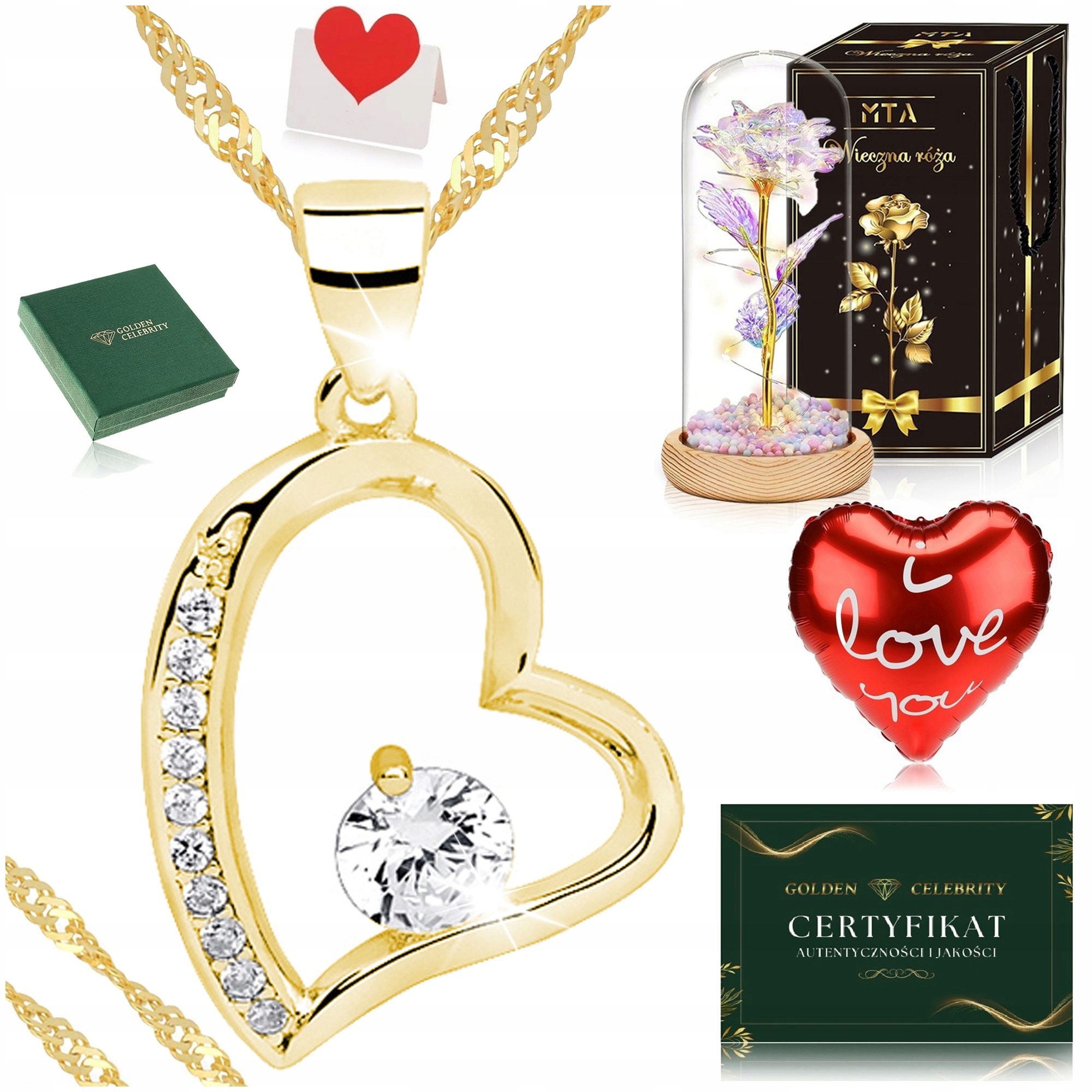 Zlatý Řetízek Srdce Se Zirkonem 925 Led Věčná Růže Dárek Pro Maminku