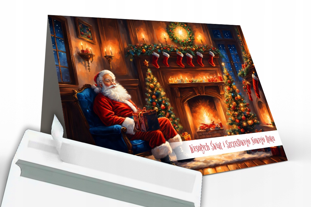 50 x Vánoční Kartička S Firemním Logem Samolepicí Obálka A5/A6