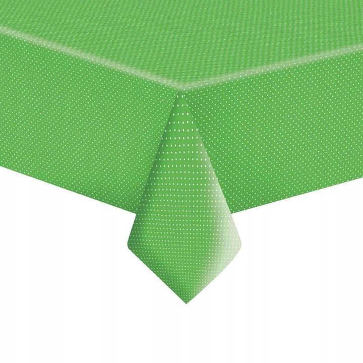 Obrus papierowy zielony białe kropki 120x180 Boho