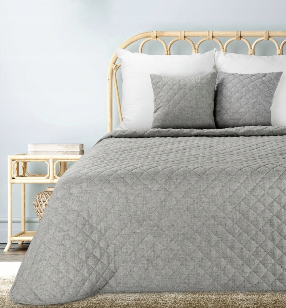 Dekorativní přehoz Len 220x240, ocelový, prošívaný s geometrickým vzorem