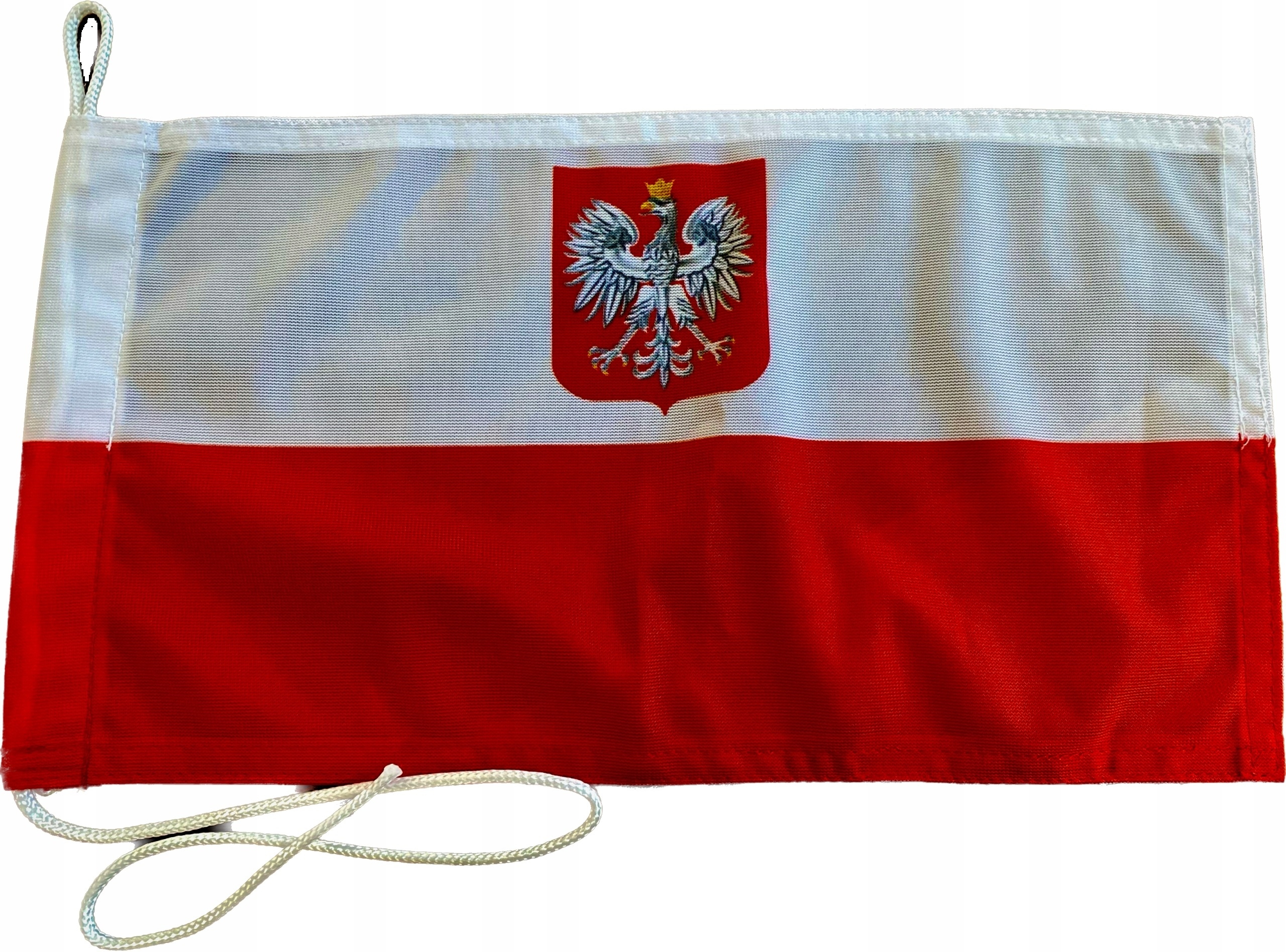 BANDERA FLAGA POLSKA 19x35cm NA JACHT - POLIESTER