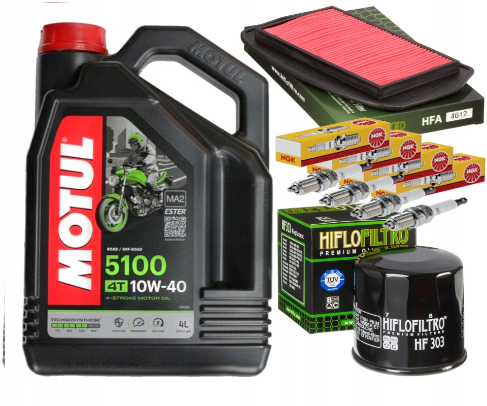 ZESTAW OLEJ MOTUL 5100 10W40 4L + FILTRY ŚWIECE NGK YAMAHA FZ6 FAZER 04-06