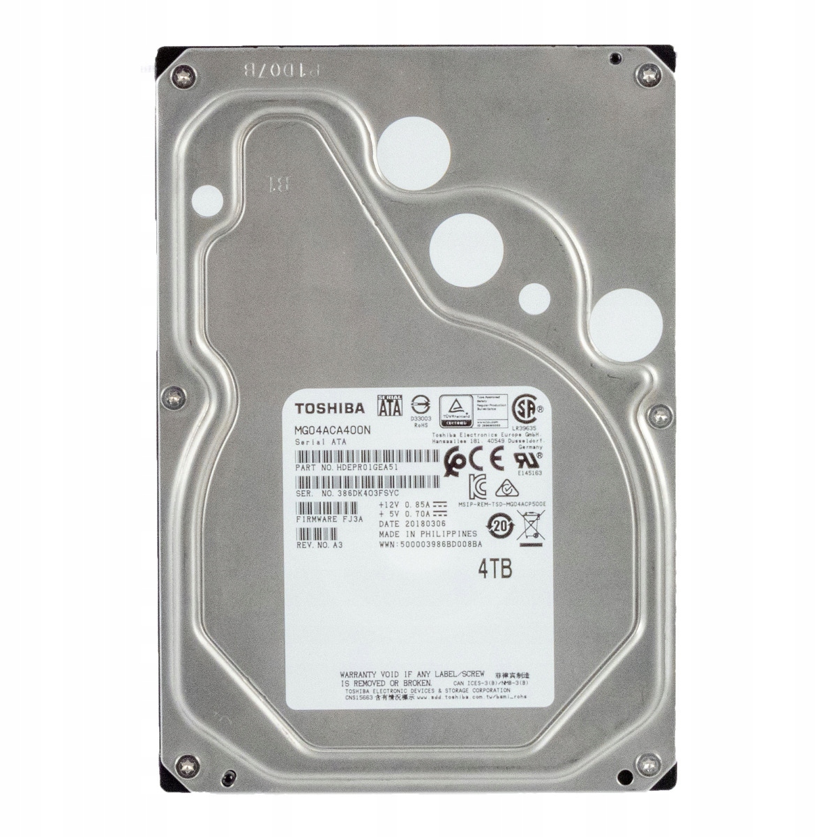 Toshiba 4TB MG04ACA400N 128MB 7200RPM Sata III 3,5"