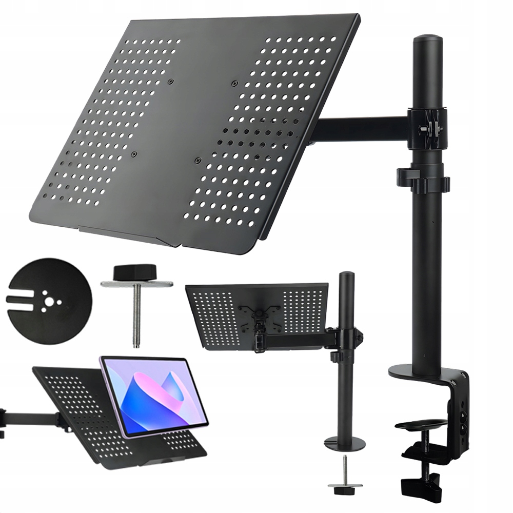 Pevný Ergonomický Držák Monitoru 13"-32", 3D Regulace, Černá Barva