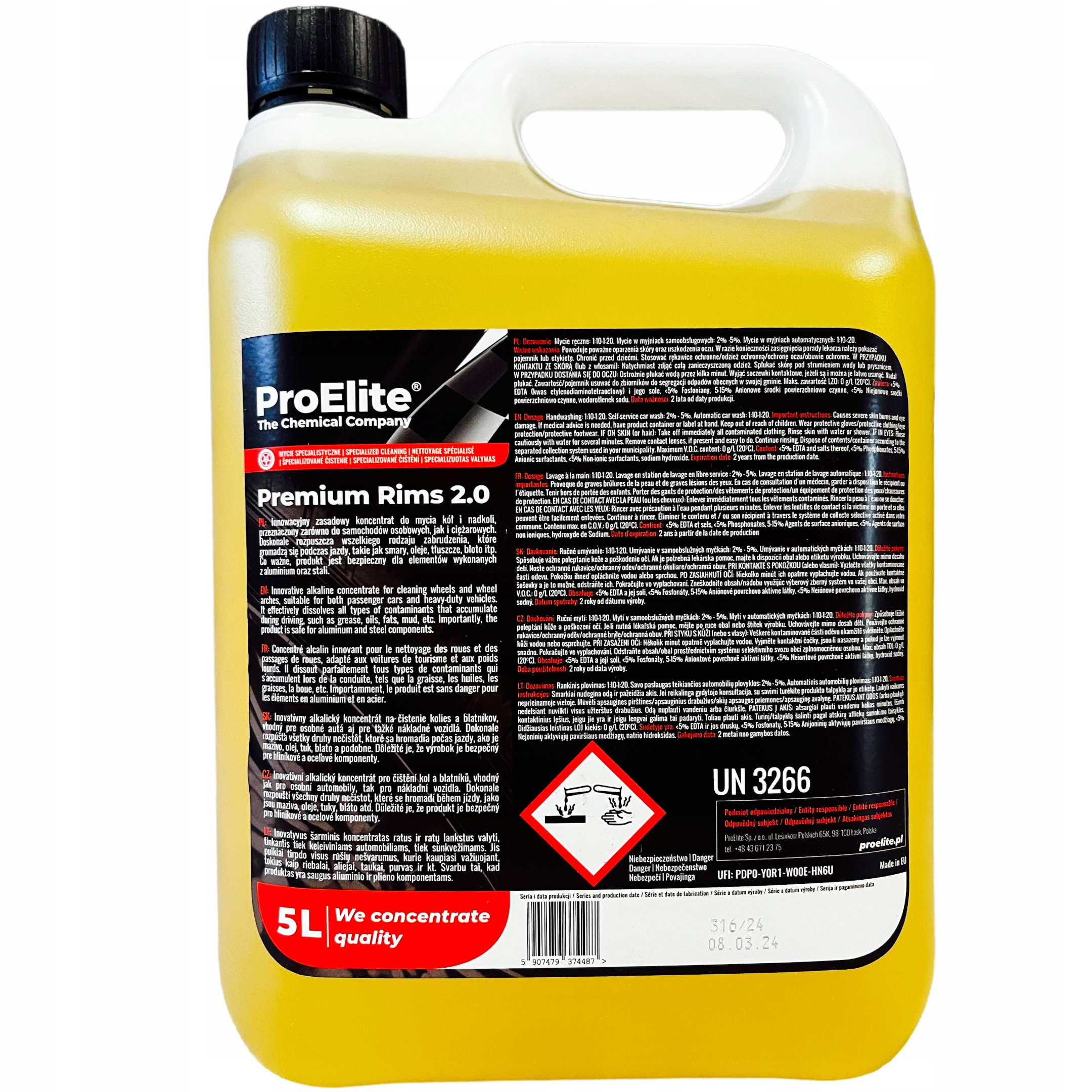 Proelite Premium Rims 2.0 5 L Zásaditý Přípravek Na Mytí Ráfků, Koncentrát