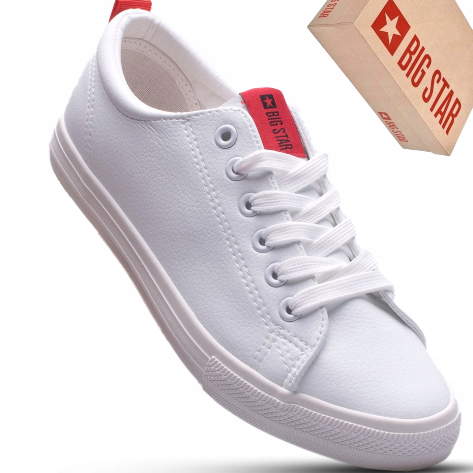 Big Star DD274685 damskie białe trampki niskie eko-skóra