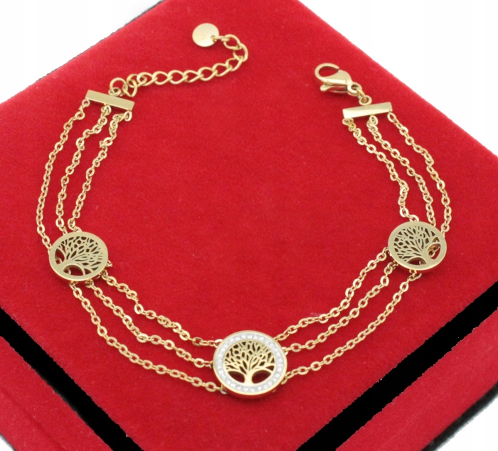 BRANSOLETKA ZŁOTA DRZEWKA SZCZĘŚCIA STAL 316 L