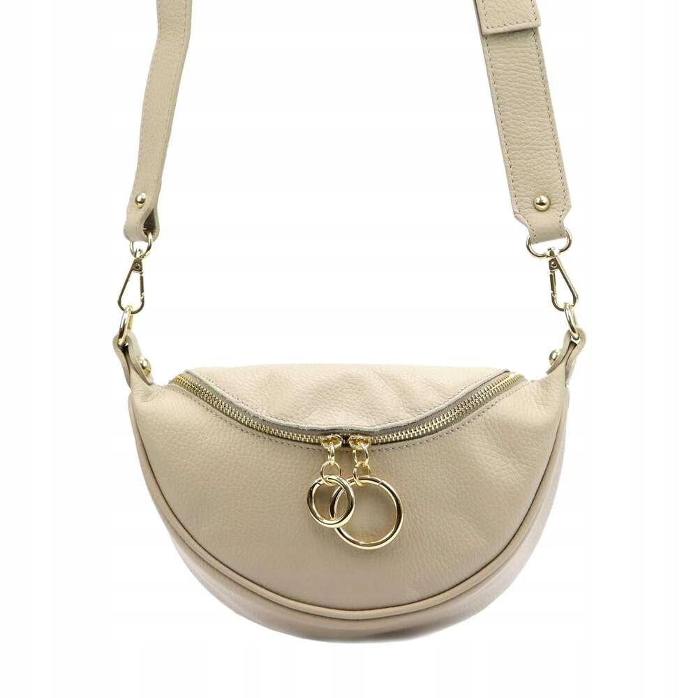 Kabelka Přes Rameno Béžová Kožená Zlaté Kování Luka 20-033 Dollaro
