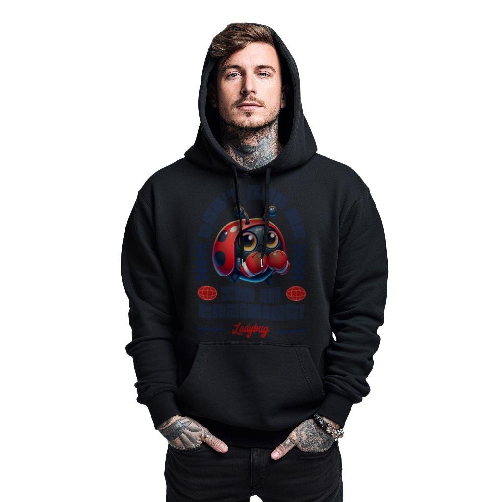 Mikina černá pánská s kapucí s potiskem boxu Ladybug