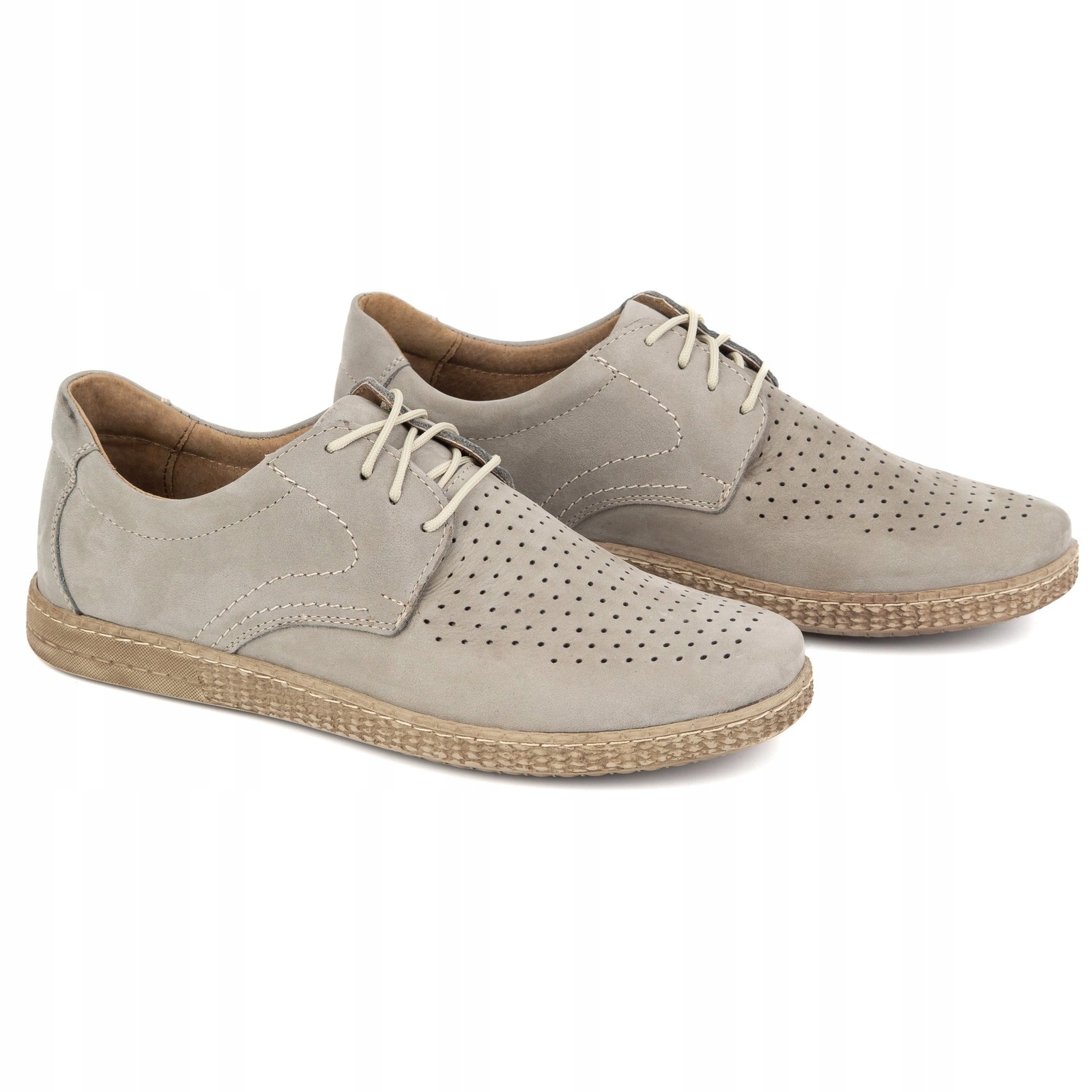 Pánské kožené prodyšné boty Casual 933/L/2 šedé 44