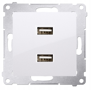 Simon 54 Zásuvková nabíječka dvojitá A+a 2 x Usb modul bílá DC2USB.01/11