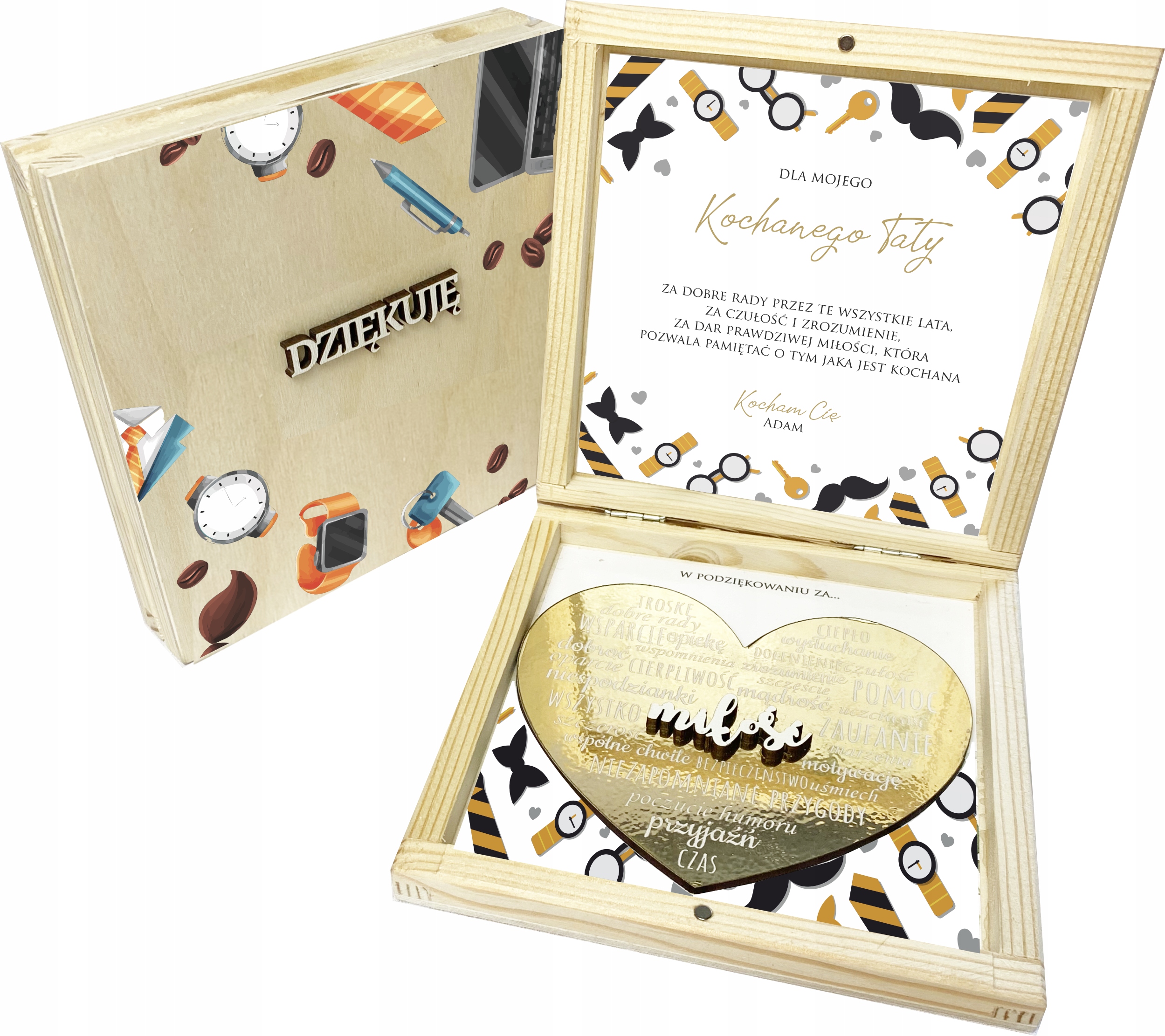 

Na Dzień Taty Podziękowanie Serce Pudełko