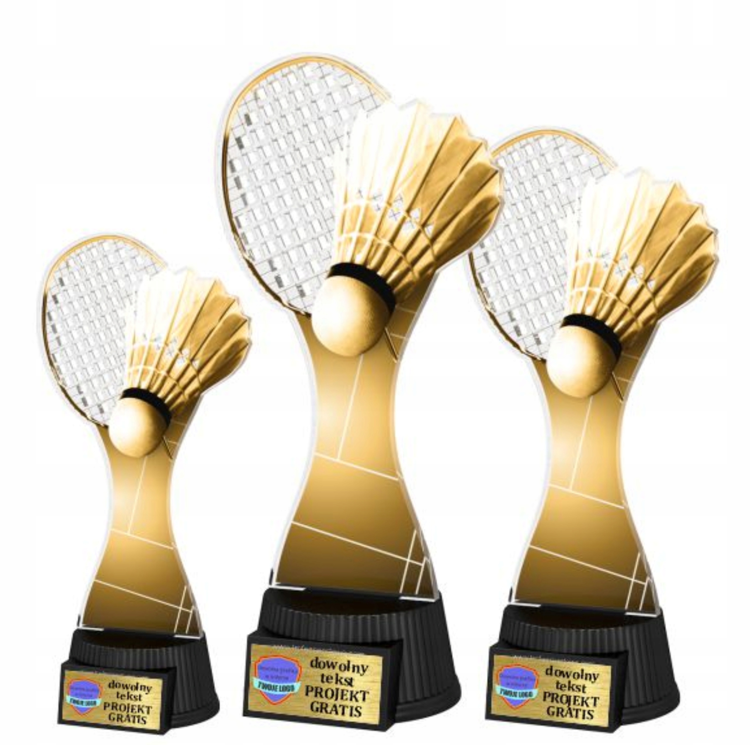 3ks Komplet sošek z Plexi s potiskem barvy sépie 25-23-19 cm Badminton