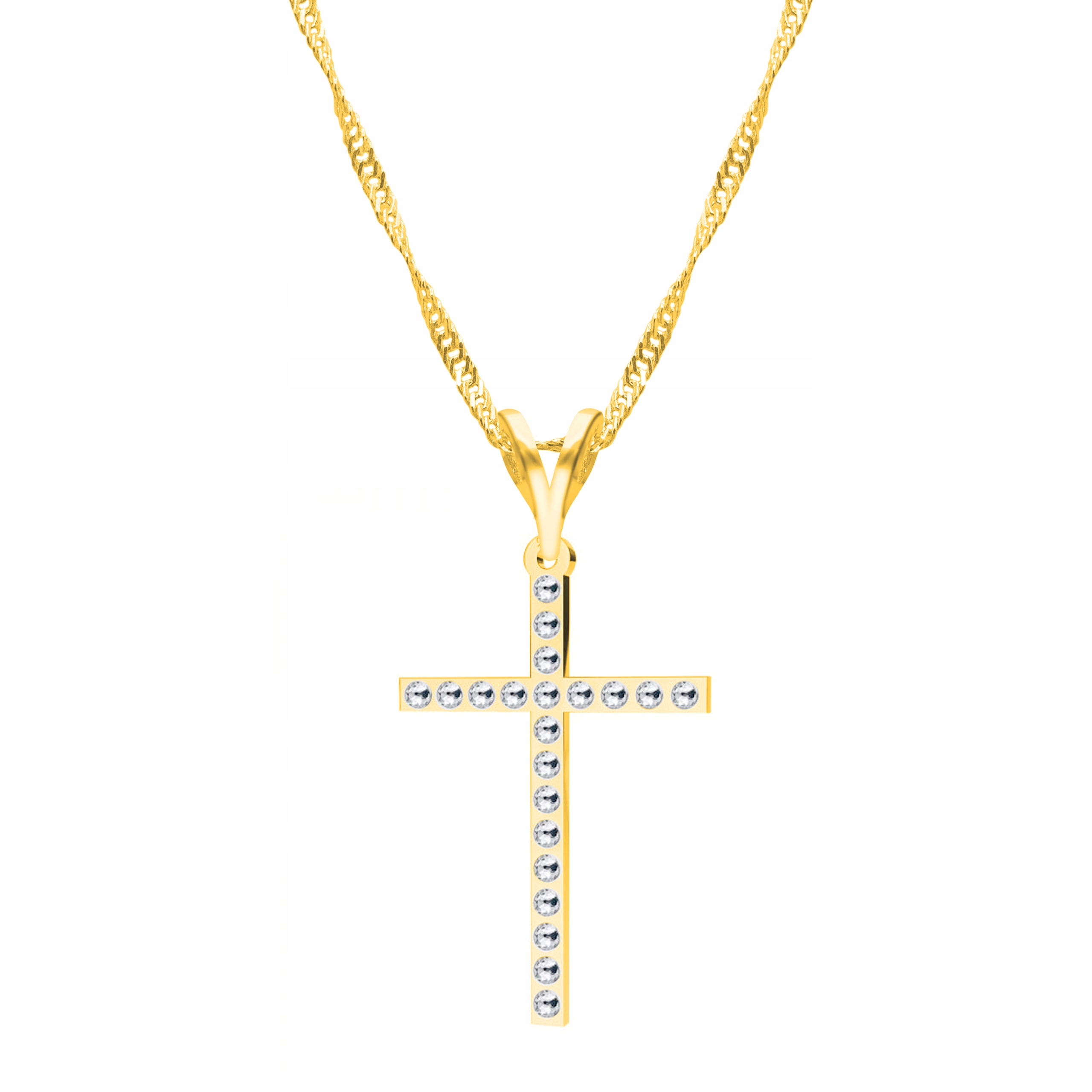 Řetízek zlatý náhrdelník 925 Kříž Křišťály