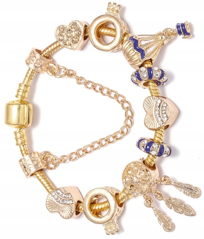 

Bransoletka Złota modułowa Charms Beads serce