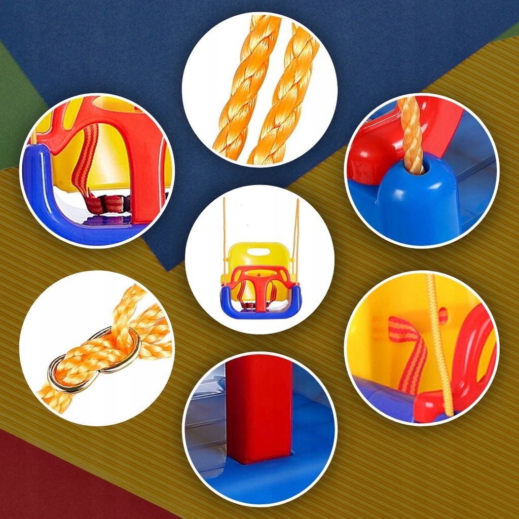 Huśtawka dla Dzieci Ogrodowa 3w1 Mocna do Domu Ogrodu Domowa na Linach 30kg Marka Memfis