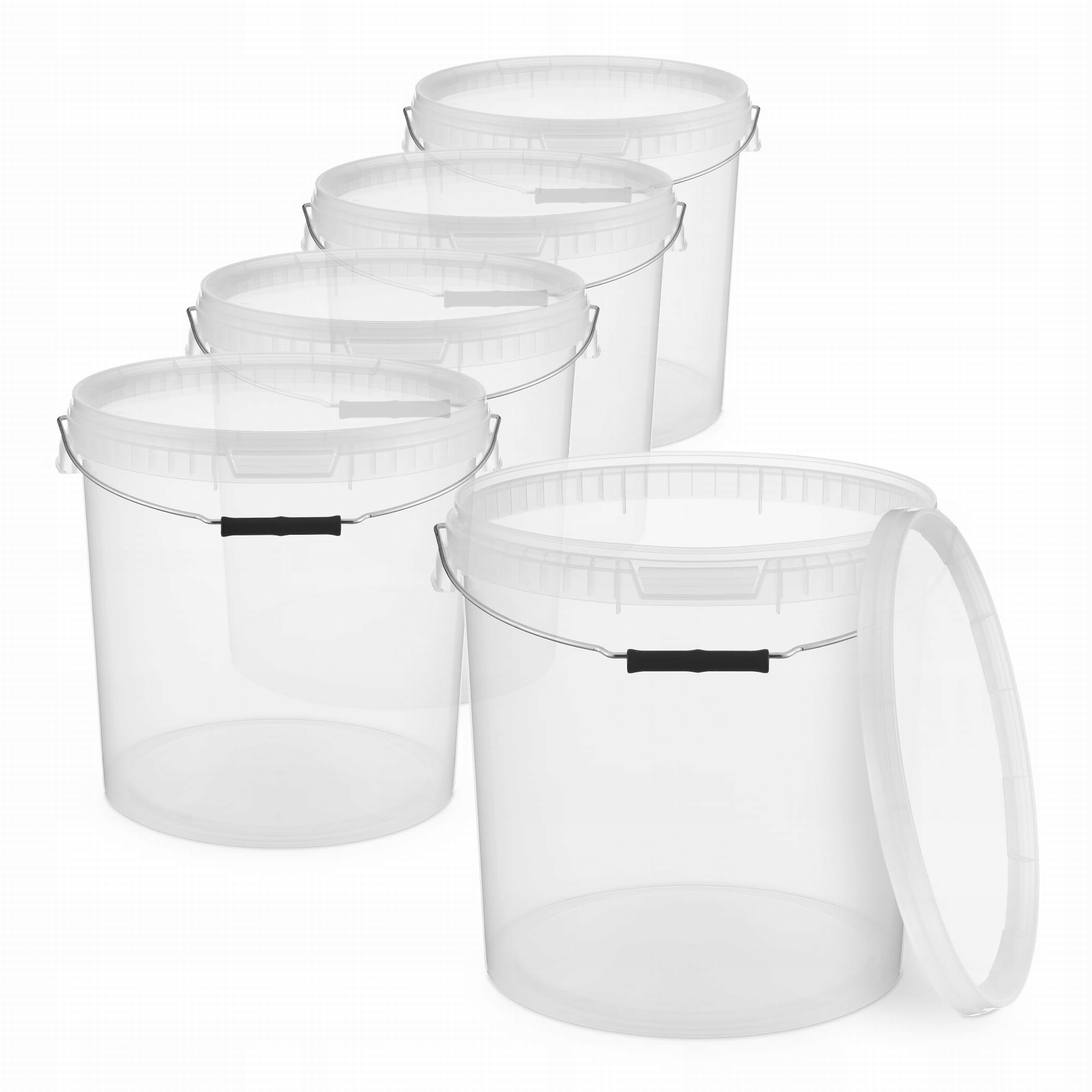 5x Wiadro plastikowe 20L z pokrywką Transparentne Na Żywność