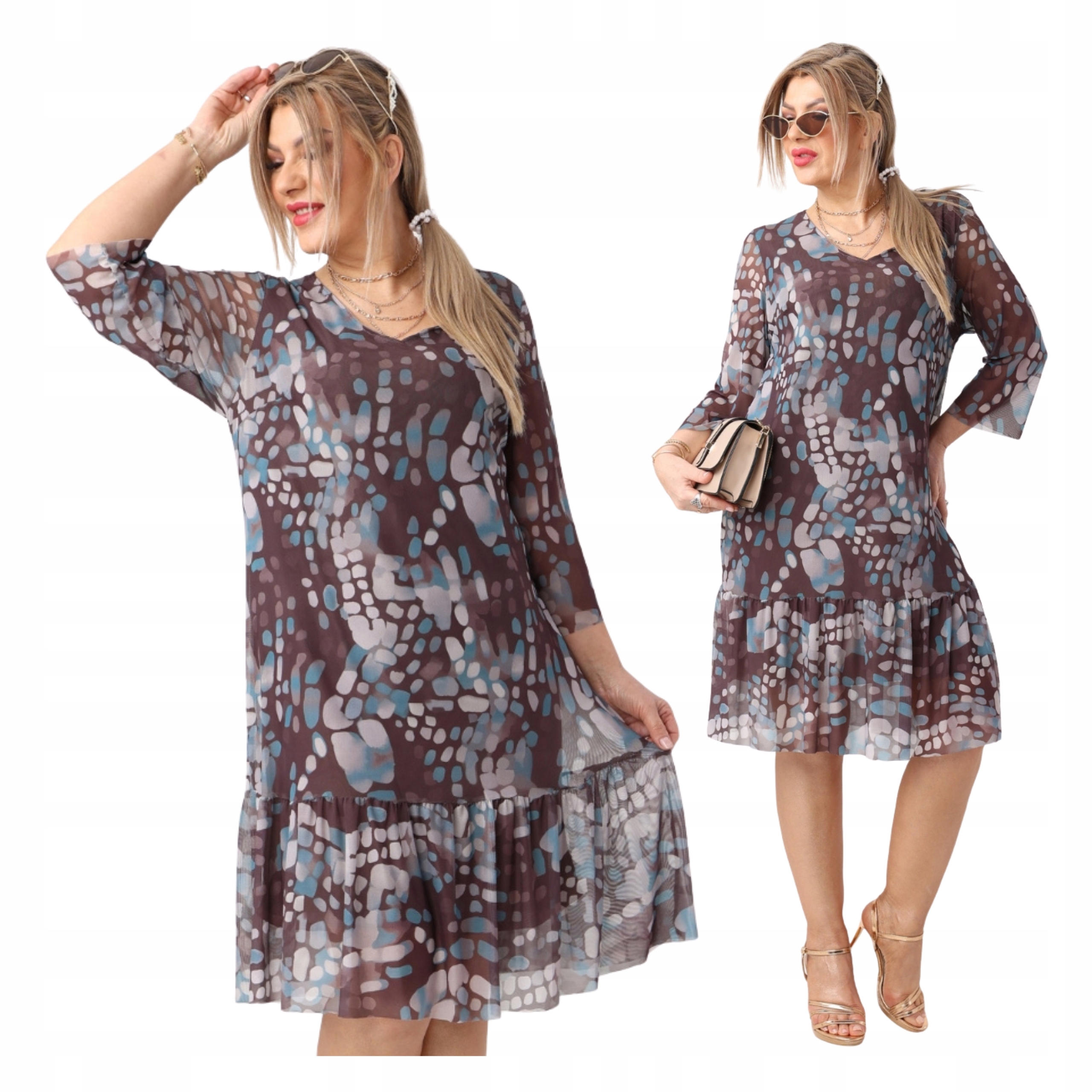 Sukienka z siatki elastyczna midi Polski Producent duże rozmiary